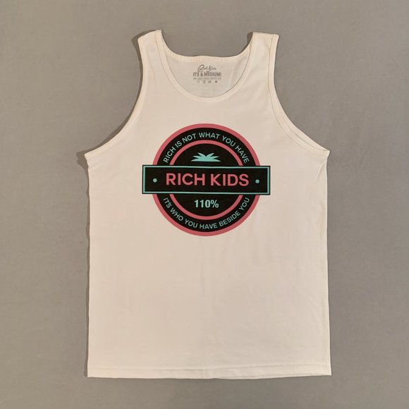 (5) Rich Kids / Fly Society Graphic Tank Tops Black White Palm Trees Floral - Picture 4 of 6